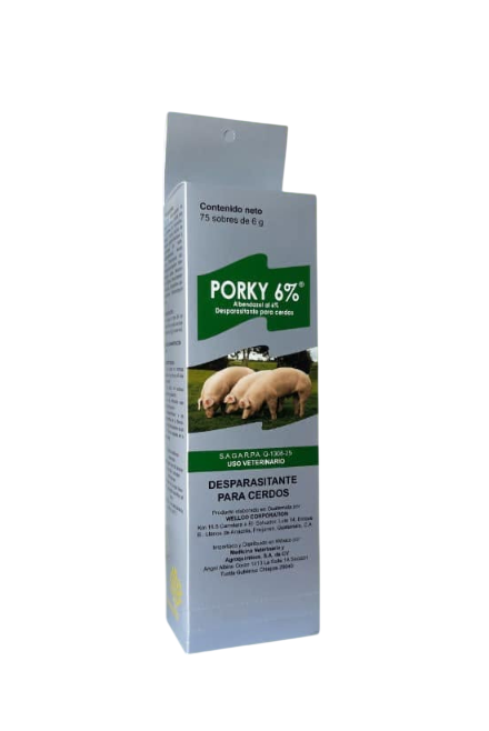 PORKY Desparasitante para cerdos 75 Sobres x 6g