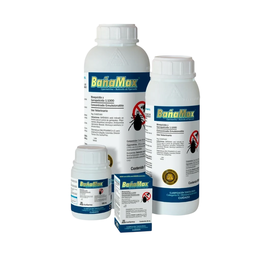 BañaMax Baño insecticida - Frascos de 20, 100, 500 y 1000 mL.